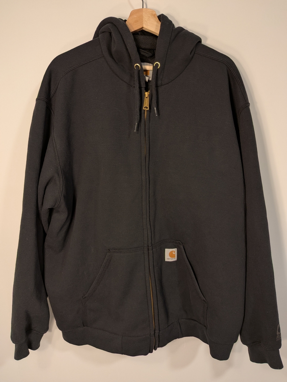 Carhartt Rain Defender Rutland Thermal-Lined Full Zip Hoodie — Black — Size XL